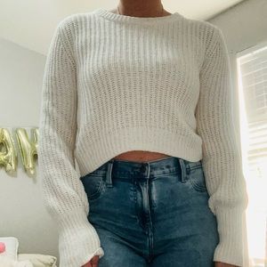 express extra small white sweater. fits like a small